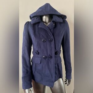 NWOT Celebrity Pink Blue Double Breasted Peacoat with Hood
